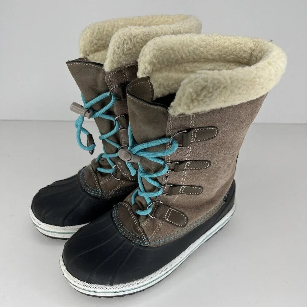 Cat & Jack Thermolite Insulated Girls Size 2 Faux FurLined Duck Boots